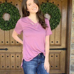 NEW Mauve Crisscross Shirt